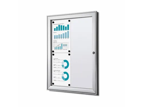 Vergrendelbaar Muurvitrine Indoor/Outdoor Brandwerend 4xA4 Zilver