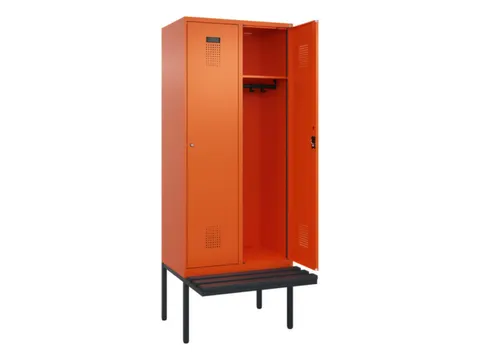 locker met bank,HxBxD 2120x800x815mm,2vak,vak B 400mm,cilinderslot