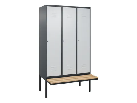 locker met bank,HxBxD 2120x1200x815mm,3vak,vak B 400mm,cil.-slot