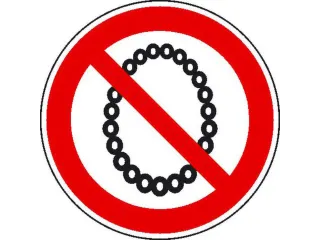 verbodsbord,Verboden te bedienen met halsketting,PVC,Ø 50mm - 1