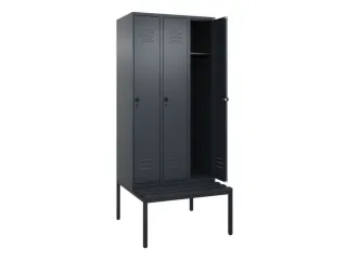 locker met bank,HxBxD 2120x900x815mm,3vak,vak B 300mm,draaigrendel - 2