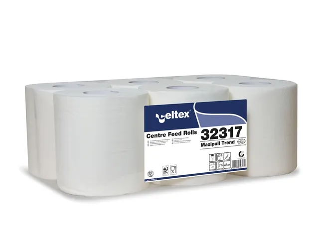 Poetspapier Celtex Centerfeed Midi 2-laags wit 108 meter krimp a 6 rol