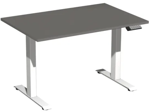 Elektrisch ihv bureau,HxBxD 630-1280x1200x800mm,blad onyxgrijs