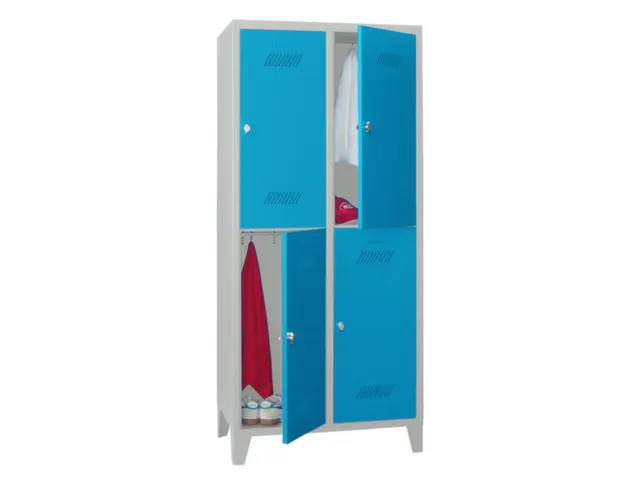 dubbeldekse locker,HxBxD 1850x800x500mm,2x2vak.,RAL7035,front RAL5012