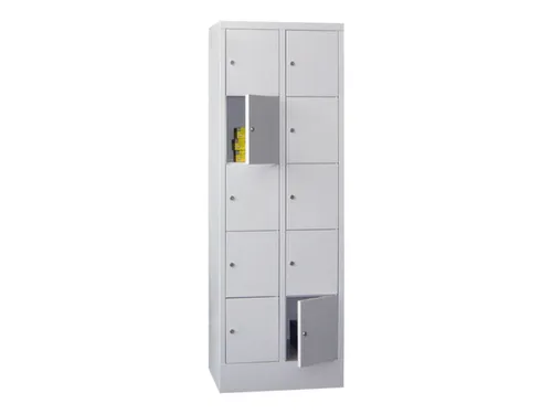 lockerkast,HxBxD 1850x600x500mm,2x5vakken,RAL7035,front RAL7035