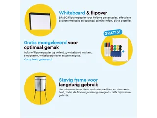 BRASQ Flipover Basic 70x100cm Magnetisch Zwart inclusief accessoires - 7