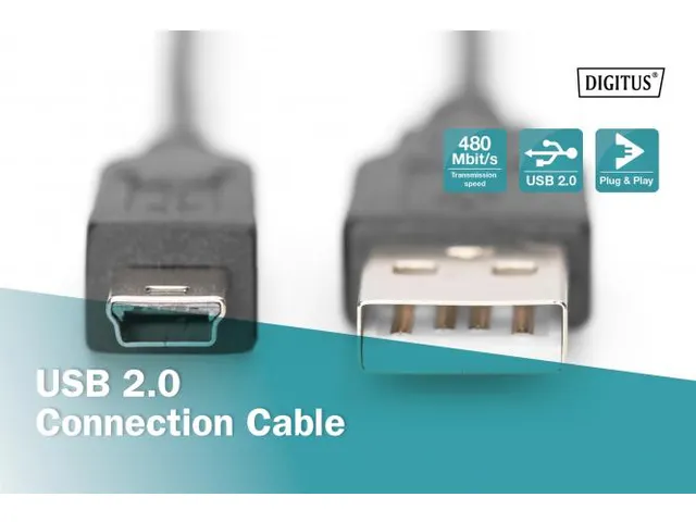 Câble de connexion USB 2.0 Type A - Mini B (5 broches) St/St 1.8m Noi
