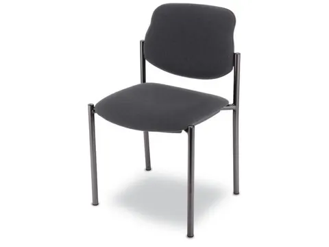 Bezoekersstoel,4Voeten Ronde Buis Zwart,Zitting Stof Antraciet