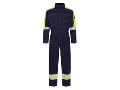 Tranemo 5716 overall, marineblauw/fluo geel, maat L, per stuk