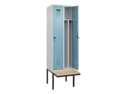 locker met bank,voor scheiding van kleding,HxBxD 2120x600x815mm,2vak