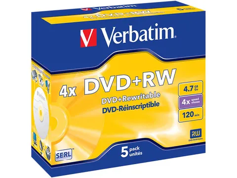DVD+RW 4.7GB 4x Jewelcase Matzilver 5 Stuks
