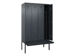 locker met bank,voor scheiding van kleding,HxBxD 2120x1200x815mm,4vak