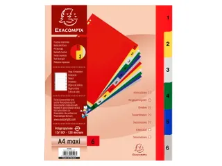 Tabbladen A4 Assorti PP 0.12mm 6-delig 1-6 Bedrukt 11-Gaats - 4