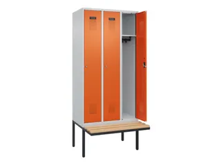 locker met bank,HxBxD 2120x900x815mm,3vak,vak B 300mm,cilinderslot - 1
