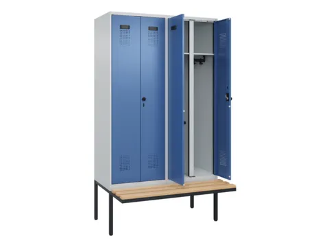 locker met bank,voor scheiding van kleding,HxBxD 2120x1200x815mm,4vak