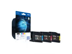 Brother LC1280XLRBWBPDR, Cyaan, Magenta, Geel, Inkt op pigmentbasis, 3