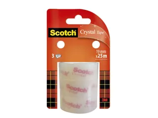 Plakband Scotch Crystal 19mmx25m transparant helder 3 rollen - 1