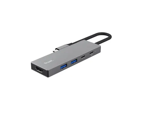 Adapter Trust Dalyx 5-in-1 USB-C-adapter met meerdere poorten grijs