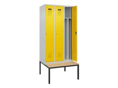 locker met bank,voor scheiding van kleding,HxBxD 2120x900x815mm,3vak