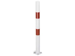 Afzetpaal Ronde Buis Ø 60Mm Vast Met Bodemplaat Platte Kop Wit/rood