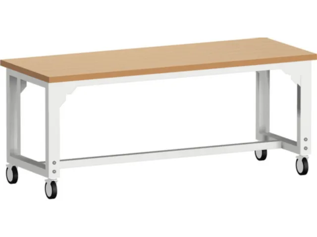 werkbank,verrijdbaar,HxBxD 840-1140x2000x750mm,beukenblad,geolied