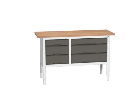 werkbank,HxBxD 830-930x1500x600mm,multiplexblad,uitrusting: 6lades