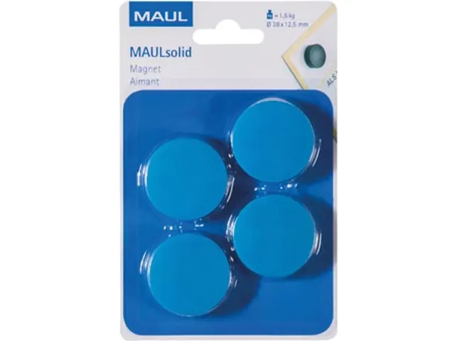 Magneet Maulsolid, Diameter 32 Mm, Blauw, Blister 4 Stuks