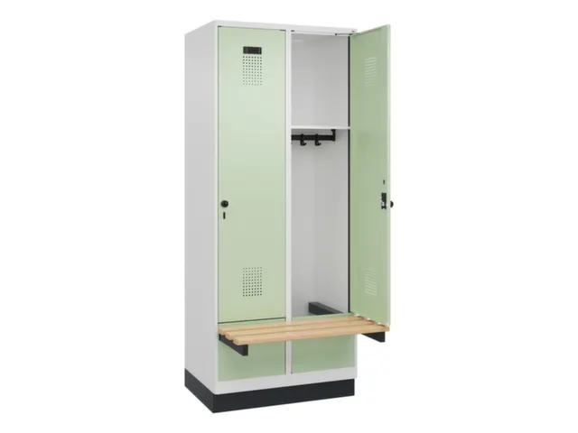 locker met bank,HxBxD 1950x800x815mm,2vak,vak B 400mm,draaigrendel