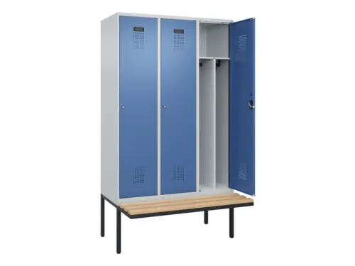 locker met bank,voor scheiding van kleding,HxBxD 2120x1200x815mm,3vak