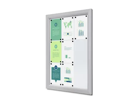 Vergrendelbaar notitiebord Outdoor Slim 9xA4 Zilver