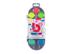 Waterverfset Bruynzeel Kids penseel assorti metallic en neon 12 napjes