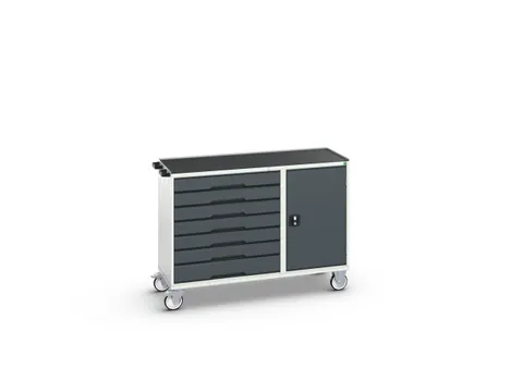 montagetafel,HxBxD 965x1300x550mm,staalblad,uitrusting: 7laden,kast