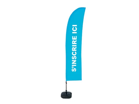 Beachflag 430cm complete set "S'inscrire ici" Blauw