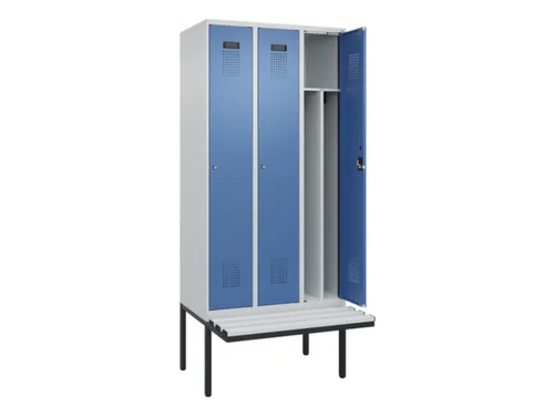 locker met bank,voor scheiding van kleding,HxBxD 2120x900x815mm,3vak