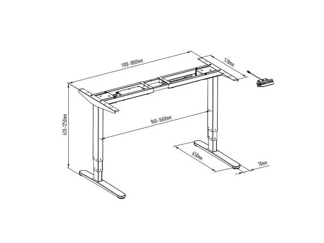 Elektrisch Verstelbaar Zit-Sta Bureau Frame Zwart 180Cm