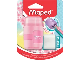 potloodslijper + gom Connect Soft Touch assorti pastelkleuren, op blis - 1