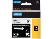 Labeltape Dymo Rhino 18484 Polyester 19mmx5.5m Zwart Op Wt