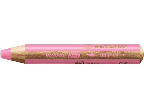 Kleurpotloden STABILO 880 woody 3 in 1 multitalent roze