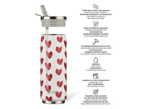 Thermosbeker Les Artistes Paris blik 500ml Heart met rietje
