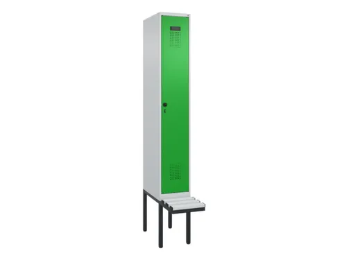locker met bank,HxBxD 2120x300x815mm,1vak,vak B 300mm,draaigrendel
