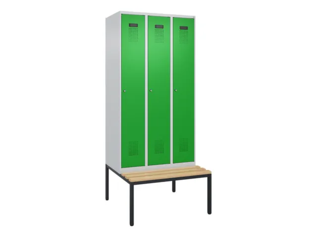 locker met bank,voor scheiding van kleding,HxBxD 2120x900x815mm,3vak