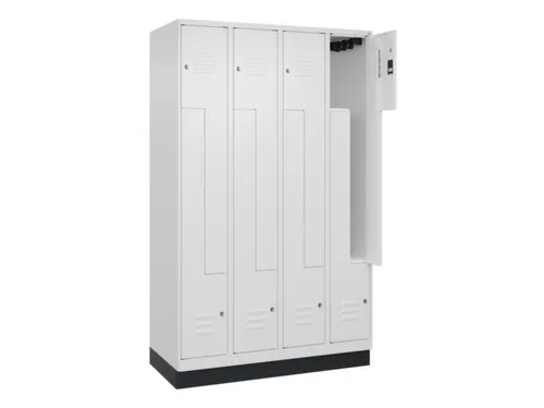Z-garderobekast,HxBxD 1950x1200x500mm,vak B 150/300mm,cil.-slot,sokkel
