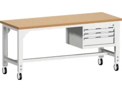 werkbank,verrijdbaar,HxBxD 840-1140x2000x750mm,beukenblad