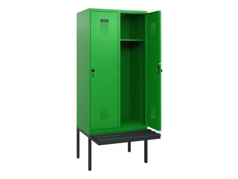 locker met bank,HxBxD 1950x800x815mm,2vak,vak B 400mm,draaigrendel