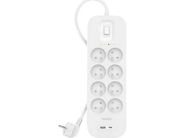 BELKIN Stekkerdoos 8 stopcontacten + USB-C + USB-A Wit
