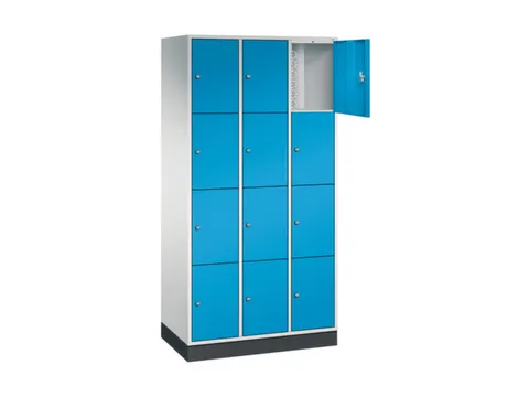 lockerkast,RAL 7035/RAL 5012,HxBxD 1950x920x500mm,3x4vakken,cil.-slot