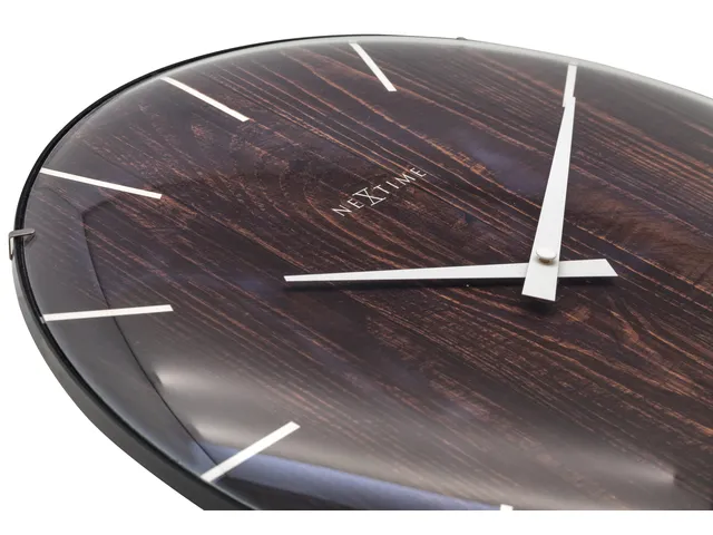 Horloge murale NeXtime 'Edge-Wood-Dome' Ø35cm plastique marron