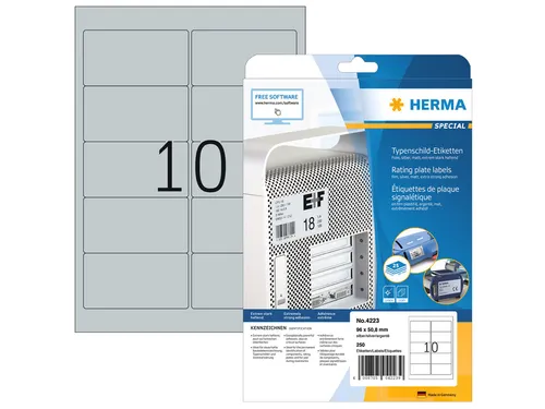 Etiket Herma 4223 96x50.8mm Folie Zilver 250 stuks