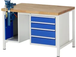 werkbank,HxBxD 840-1040x1250x900mm,beukblad,draagverm. 1250kg,4voeten