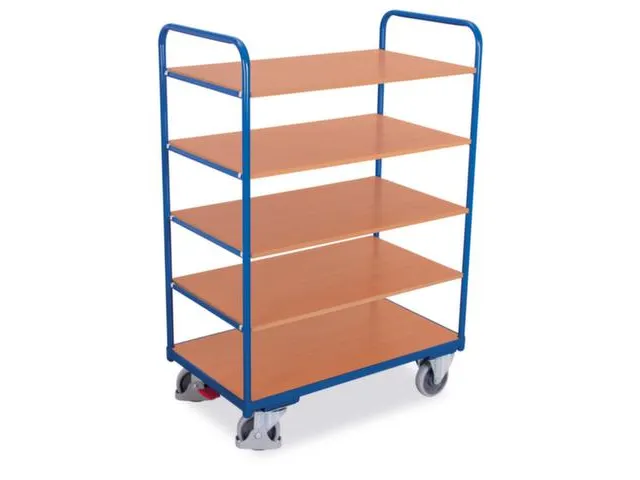 Etagewagen 250kg Laadvlak 850x500mm H 1530mm 5 Etages Hout Ral5010